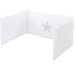 Babybay ® Nido De Pájaros Piqué, Aplicación Blanca Estrella Gris Perla Estrellas Blanco -Cuidado Infantil Tienda babybay nido de pajaros pique aplicacion blanca estrella gris perla estrellas blanco a311630 3