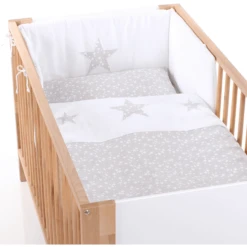 Babybay ® Nido De Pájaros Piqué, Aplicación Blanca Estrella Gris Perla Estrellas Blanco -Cuidado Infantil Tienda babybay nido de pajaros pique aplicacion blanca estrella gris perla estrellas blanco a311630 4