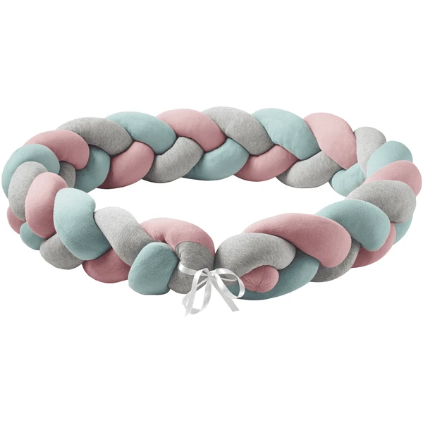 Nordic Coast Company Cojín Protector De Cuna Trenzado Trio Gris/mint/rosa 6 Nordic Coast Company Cojín Protector De Cuna Trenzado Trio Gris/mint/rosa - Image 4