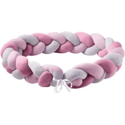 Nordic Coast Company Cojín Protector De Cuna Trenzado Trio Rosa/frambuesa/gris -Cuidado Infantil Tienda nordic coast company cojin protector de cuna trenzado trio rosa frambuesa gris a330887 3