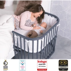 Cuidado Infantil Tienda -Cuidado Infantil Tienda tobi babybay cuna colecho maxi haya maciza con aireacion extra gris barnizada a086205 1