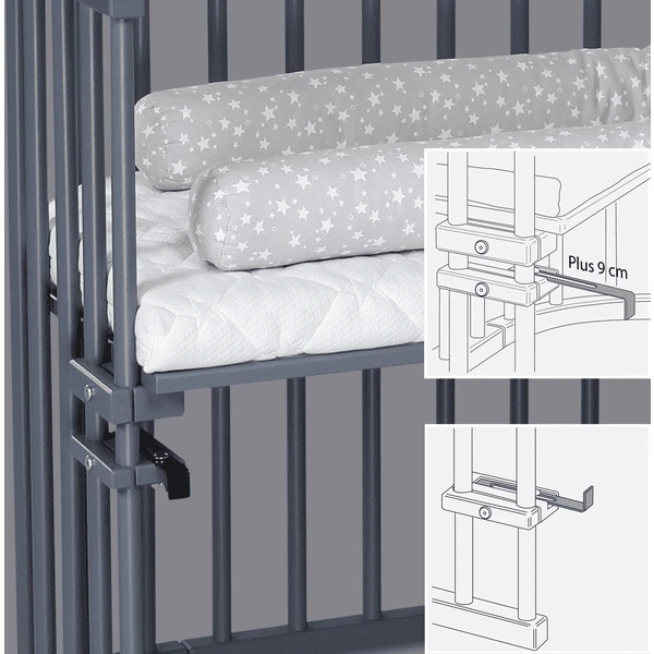 TOBI Babybay Cuna Colecho Maxi Haya Maciza Con Aireación Extra Gris Barnizada 6 TOBI Babybay Cuna Colecho Maxi Haya Maciza Con Aireación Extra Gris Barnizada - Image 4